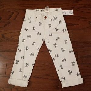 Girls white, bicycle print cropped jeans